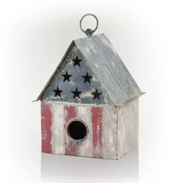 Alpine 10" Vintage Patriotic Iron Birdhouse