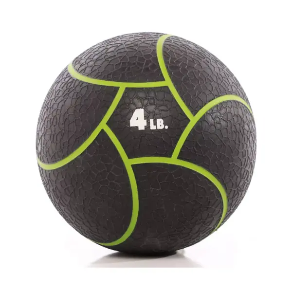 Power Systems Elite Power Textured Rubber 11 Inch Round Exercise Medicine Ball Prime Fitness Training Weight, 4 Pounds, Black/Green