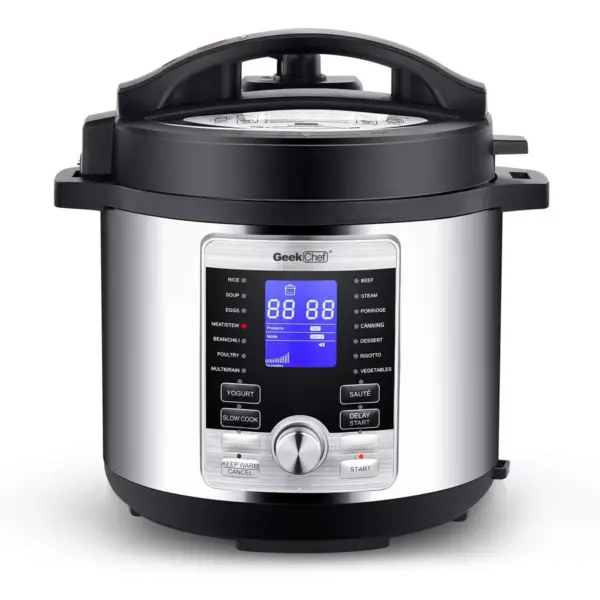 Geek Chef GP60D 6 Quart 17 in 1 Electric Pressure Cooker Sous Vide Digital Slow Cooker with Accessories, LCD Display, and 11 Safety Features