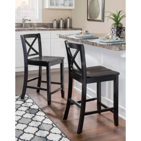 24" Torino X Back Wood Counter Height Barstool - Black - Linon