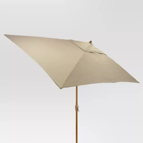 10' x 6' Rectangular Umbrella - Tan - Medium Wood Finish - Threshold™