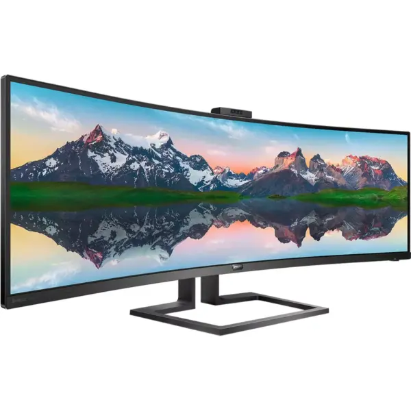 Philips Brilliance 499P9H 48.8 Inch Dual Quad HD ( DQHD ) 5120 x 1440 5ms GTG 70Hz 32:9 Webcam USB Hub Speaker Microphone KVM Switch Adaptive Sync Curved Widescreen WLED LCD VA Monitor, Textured Black