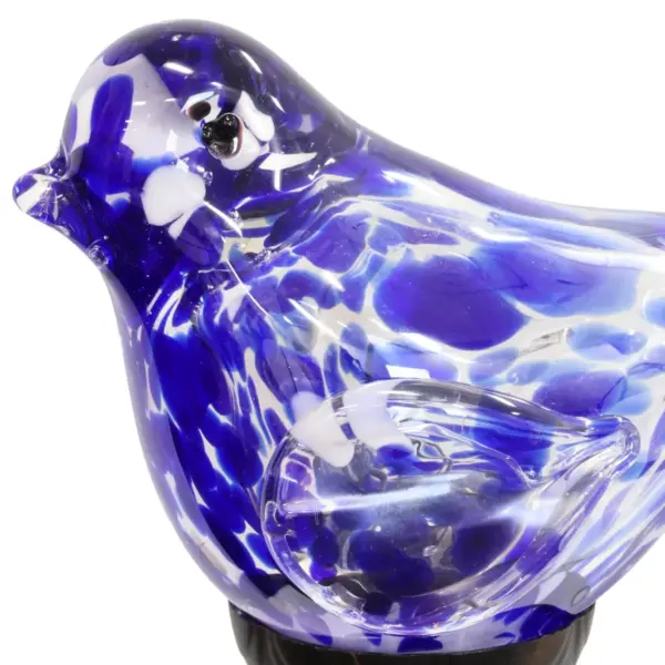 31" Solar Resin/Pearlized Glass Bird Finial Garden Stake Blue - Exhart