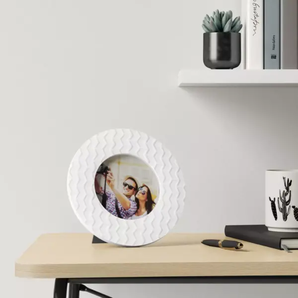 4" x 4" Round Textured Single Image Frame White - Room Essentials™