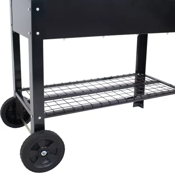 Sunnydaze Outdoor Galvanized Steel Raised Garden Bed Cart with Handlebar and Wheels for Patio, Deck or Yard - 41" L - Black