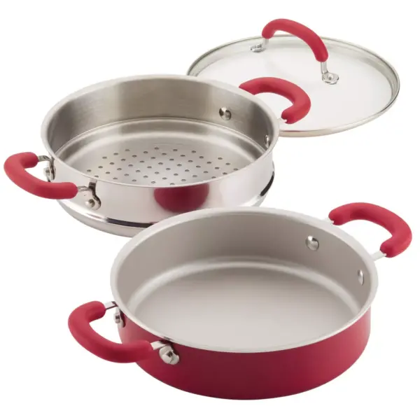 Rachael Ray Create Delicious 3qt Covered Sauteuse & Steamer Red