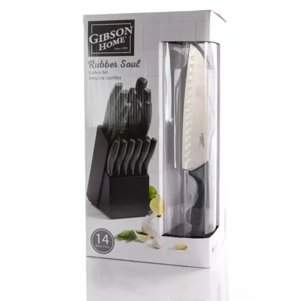 Gibson Home Rubber Soul 14 Piece High Carbon Stainless Steel Cutlery Set in Dark Grey