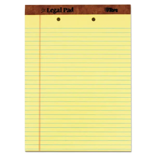 TOPS The Legal Pad Ruled Perf Pad Legal/Wide 8 1/2 x 11 3/4 Canary 50 Sheets 7531