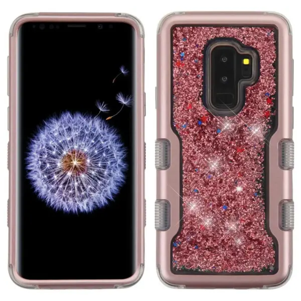 MyBat Tuff Quicksand Glitter Sparkles Liquid Flowing Hard Cover Case For Samsung Galaxy S9 Plus - Rose Gold