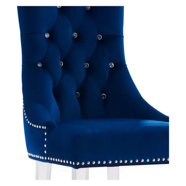 Armen Living Gobi Modern and Contemporary Tufted Dining Chair Blue