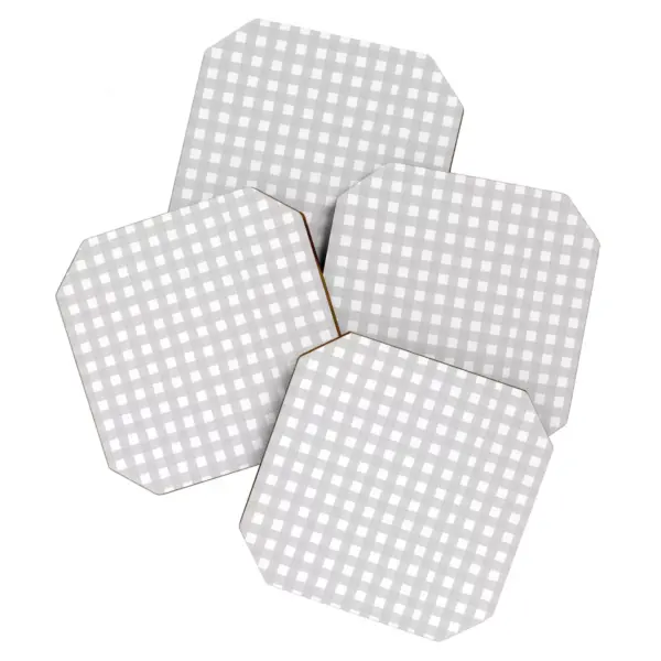 Allyson Johnson Gray Check Set of 4 Coasters - Deny Designs