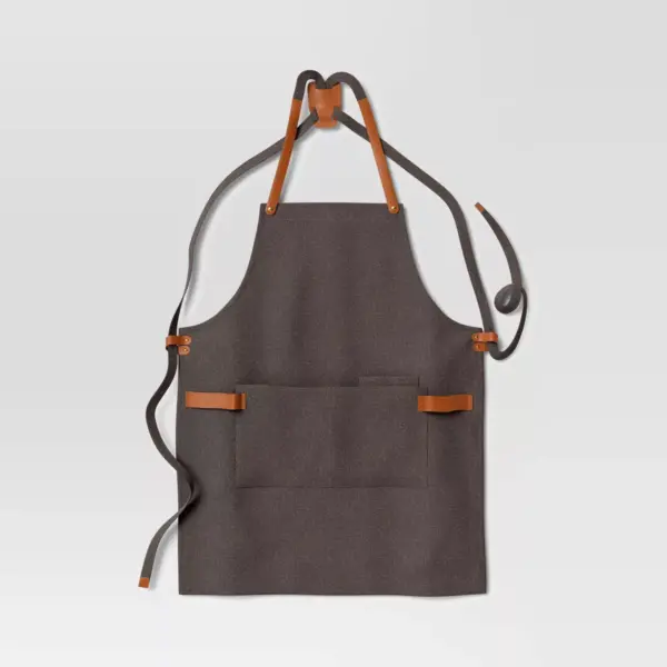 Full Apron Waxed Canvas with Leather Gray - Hilton Carter for Target