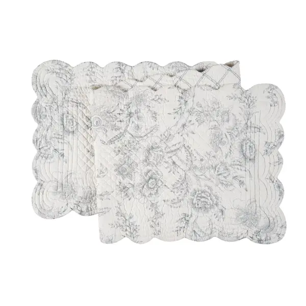 C&F Home Colonial Williamsburg 14" x 51" Clementina Cement Cotton Quilted Reversible Table Runner 14x51