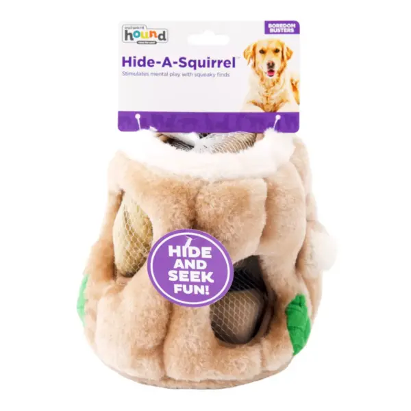 Outward Hound Hide-A-Squirrel Puzzle Plush Dog Toy - L