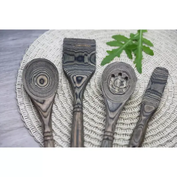 Island Bamboo 4pc Pakka Wood Kitchen Utensil Set Black