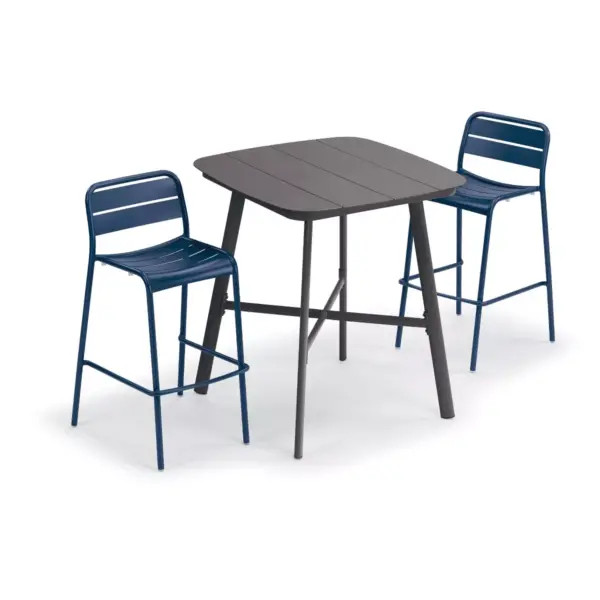 Eiland 3pc Patio Set with 36" Square Bar Table & 2 Kapri Bar Chairs - Oxford Garden