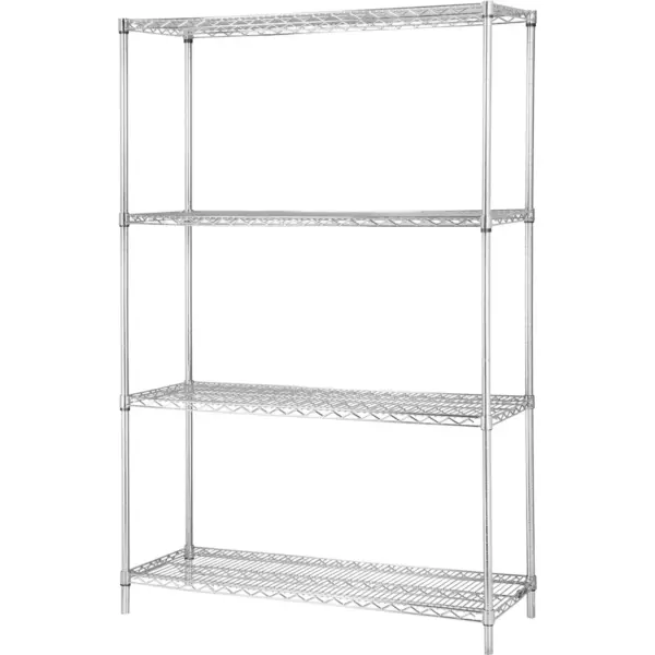 Lorell Industrial Wire Shelving Starter Kit 4 Shelf/Post 36"x18" CE 84187