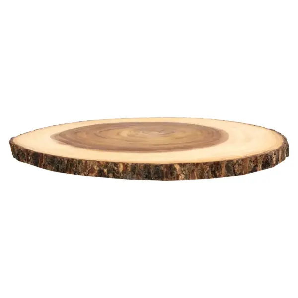 Lipper International Acacia Large Slab Lazy Susan with Bark Rim