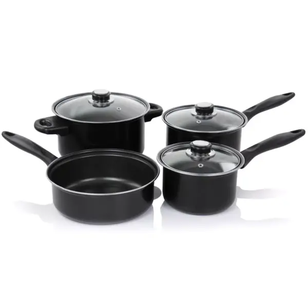 Gibson Home Newton 7 Piece Carbon Steel Cookware Set in Black