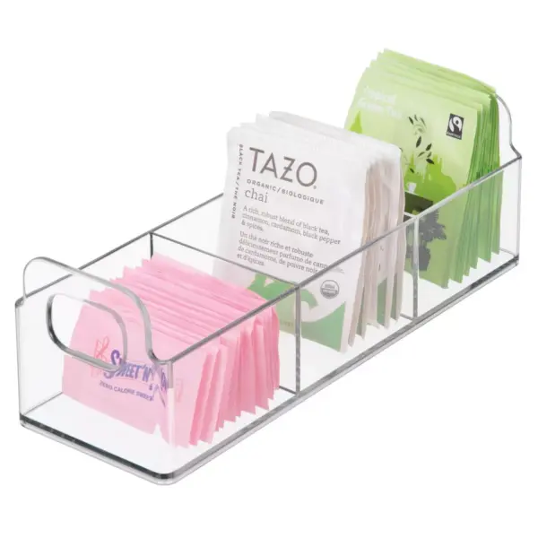 mDesign Plastic Kitchen Tea Bag Organizer Storage Caddy Holder, 4 Pack - Clear