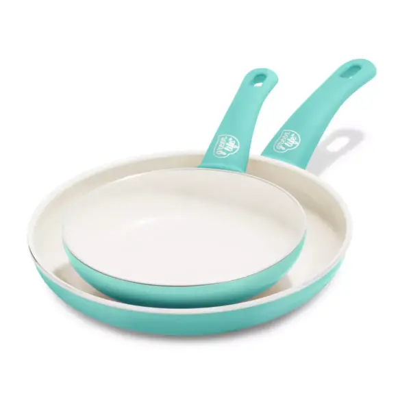 GreenLife Soft Grip Ceramic Non-Stick Open Frypan 7"x10" Turquoise