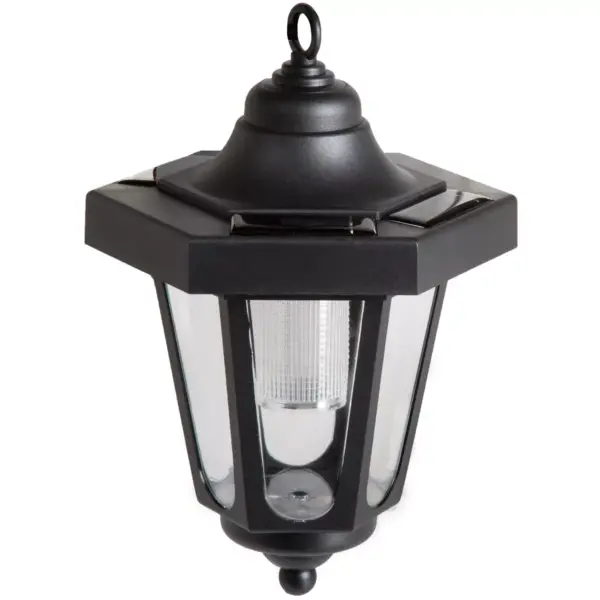 Pure Garden Solar 10" LED Hanging Coach Outdoor Lantern - Black - Set of 2