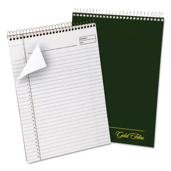 Ampad Gold Fibre Wirebound Writing Pad w/Cover 8 1/2 x 11 3/4 White Green Cover 20811