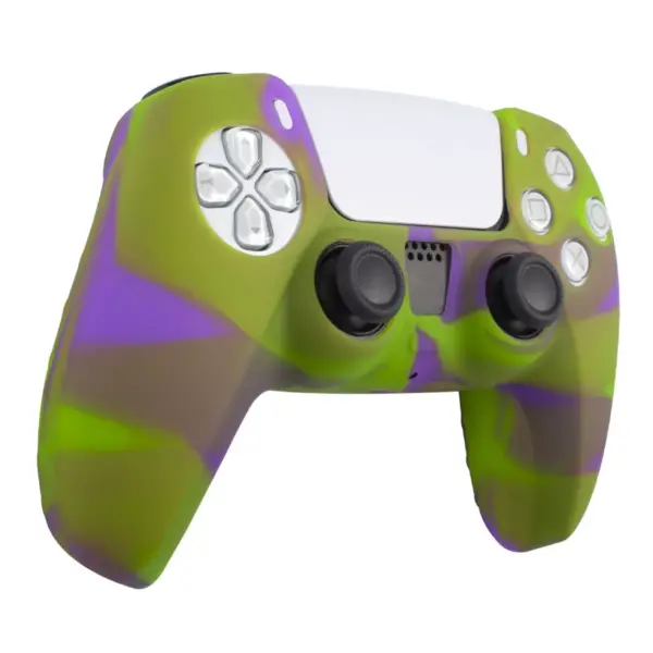 Insten Silicone Skin Cover Case Compatible with Sony PlayStation PS5 Controller, Camouflage Green Purple