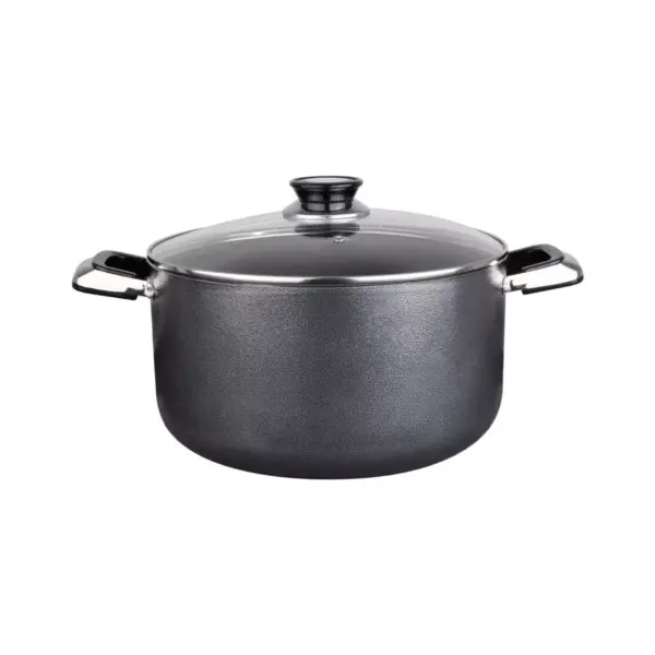 Alpine Cuisine Aluminum Non-Stick Dutch Oven Pot with Glass Lid and Carrying Handles, 3 Quart, Gray