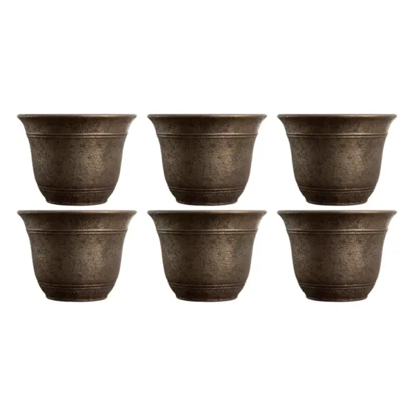 HC Companies 13-Inch Width Sierra Planter Round Nordic Bronze Planter (6 Pack)