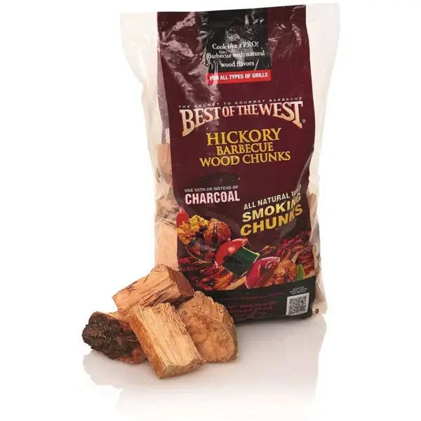 Best of the West 1/5 Cu. Ft. Bag of Real Natural and Traditional Smoking Wood Chunks, Hickory