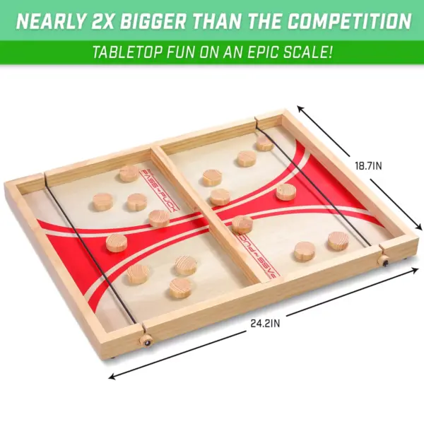 GoSports Pass The Puck Rapid-Shot Premium Wooden Indoors Tabletop Board Game Set, Natural Finish