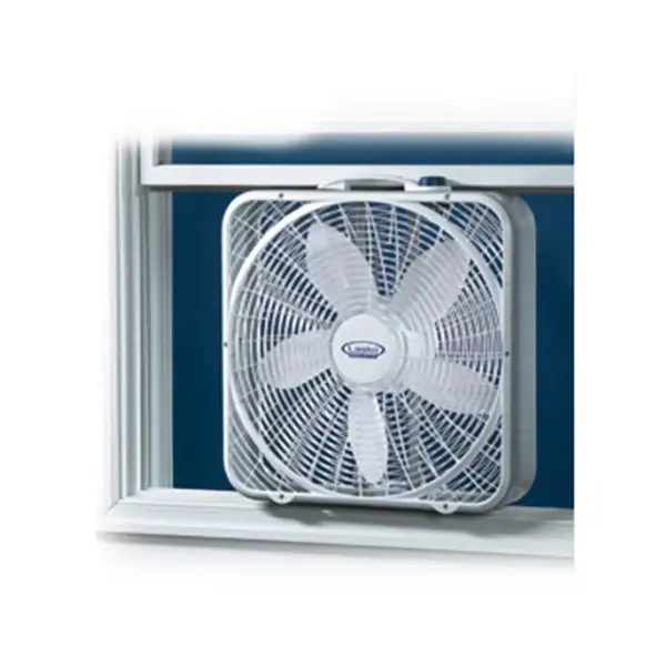 Lasko 3720 20 Inch 3-Speed Quiet Weather-Shield Performance Box Fan with Easy Carry Handle for Doorways, Windows and Home Rooms, White