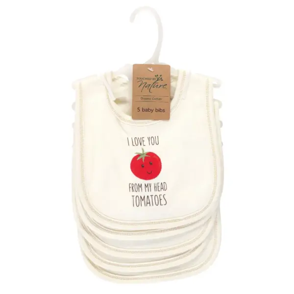 Touched by Nature Baby Organic Cotton Bibs 5pk, Tomatoes, One Size