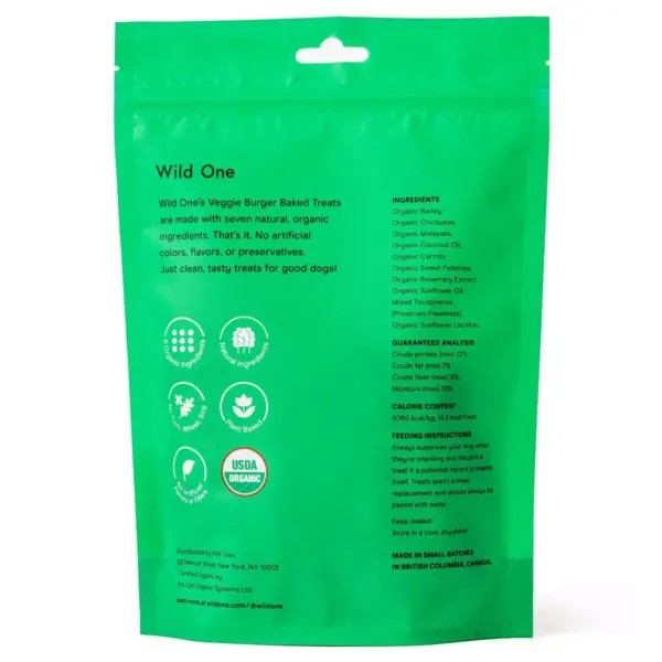 Wild One Organic Veggie Burger Dog Treats - 8oz