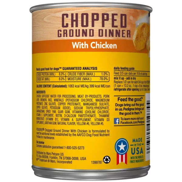 Pedigree Chopped Ground Dinner Wet Dog Food with Chicken - 13.2oz