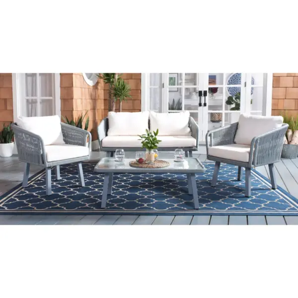 Kerson 4pc Rope Living Set - Gray/Beige - Safavieh