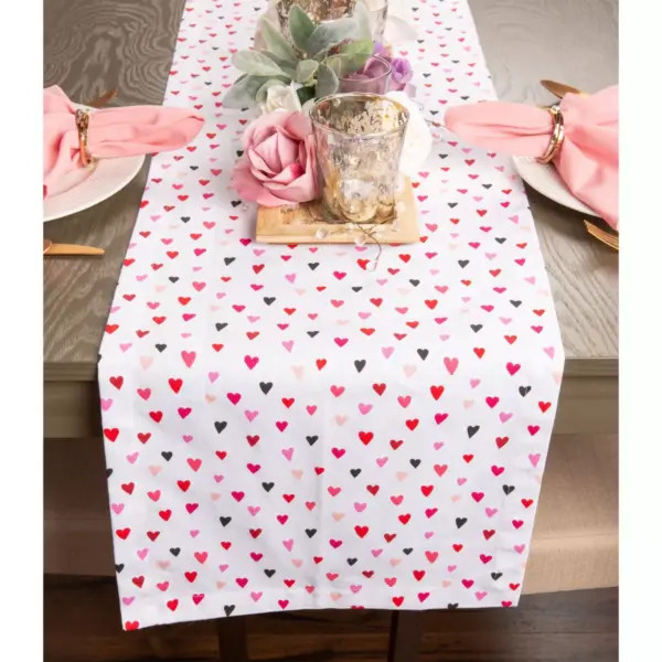 72"x14" Confetti Hearts Print Table Runner Pink - Design Imports