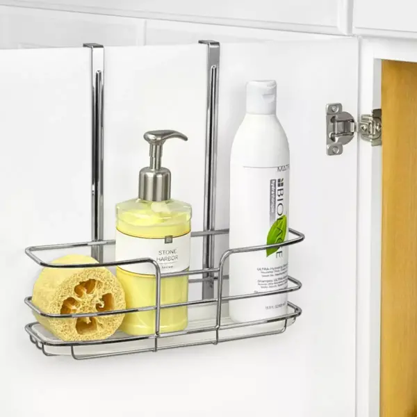 Lynk Over Cabinet Door Organizer - Tall Shelf - with Molded Tray - Chrome