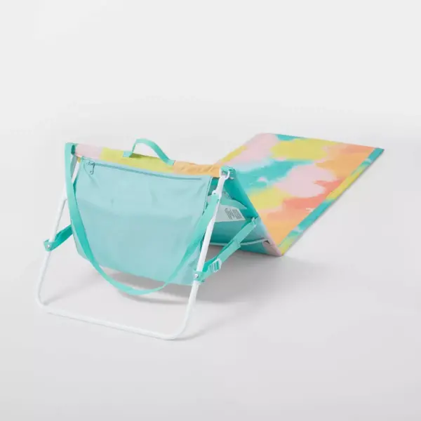 Folding Portable Beach Lounger - Blue Tie Dye - Sun Squad™