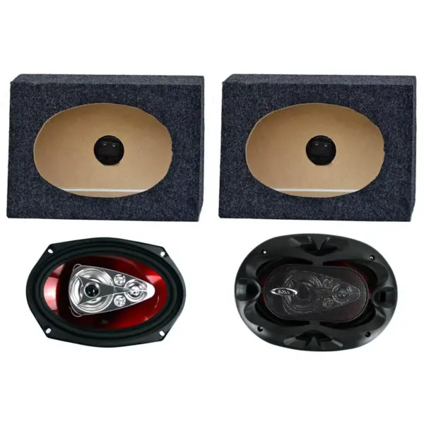 Boss CH6950 6x9" 5-Way 600W Car Speakers + QTW6X9 Angled 6x9" Speaker Box