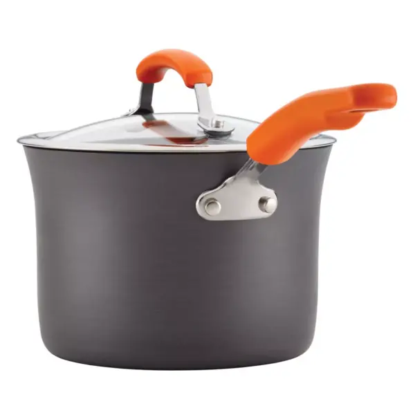 Rachael Ray 3qt Hard Anodized Aluminum Nonstick Saucepan with Orange Handles