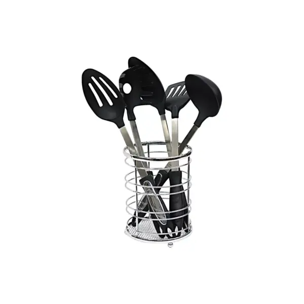 Home Basics Chrome Plated Steel Cutlery Holder