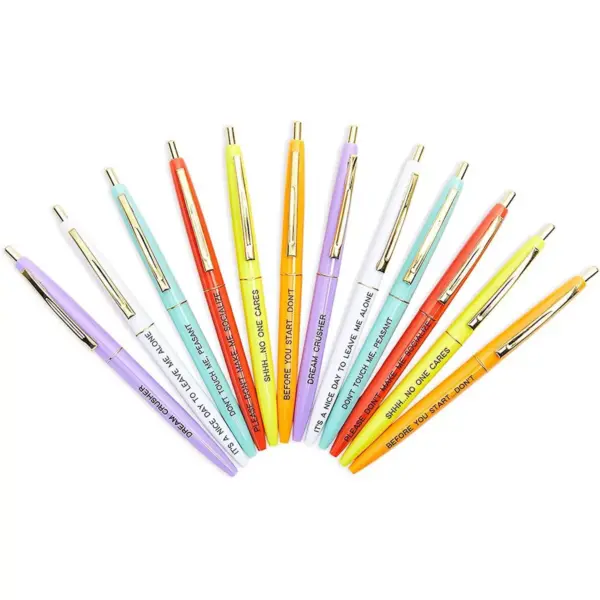 Paper Junkie 12-Pack Ballpoint Pens with Funny Quotes and Insults, 6 Colors (5.3 x 0.4 in)