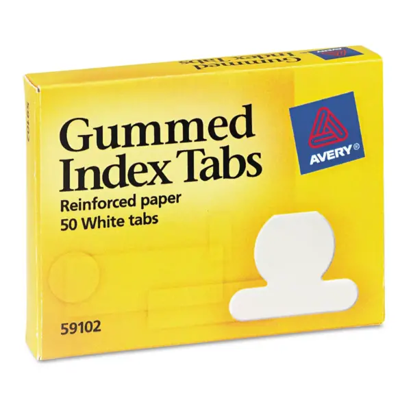 Avery Gummed Index Tabs 1/2 in White 50/Pack 59102