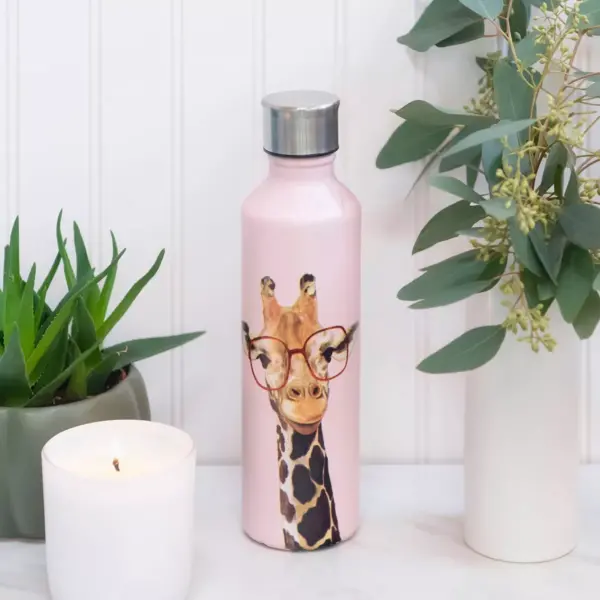 OCS Designs 17oz Stainless Steel Bottle Nerdy Giraffe Pink