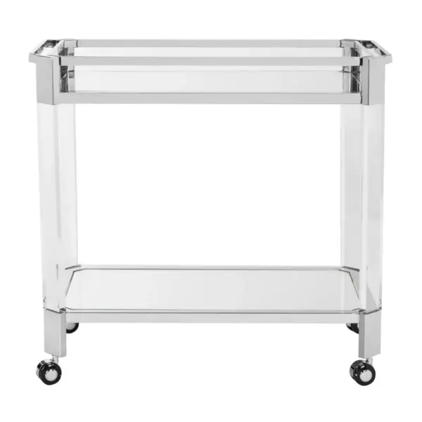 Lago Mirror Bar Trolley Clear - Safavieh