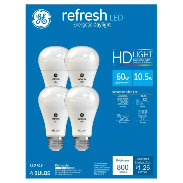 General Electric 4pk 60w Refresh Daylight Equivalent A19 LED HD