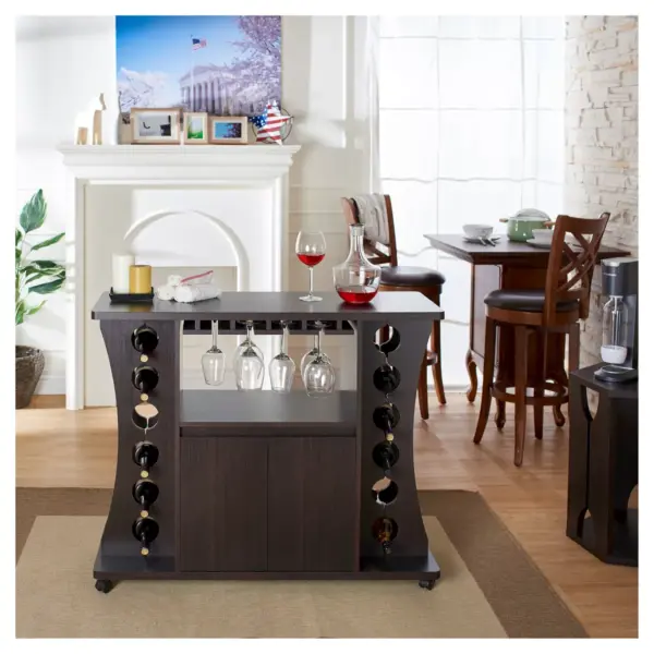 Claren Curved Standing Wine Rack Wood/Espresso - HOMES: Inside + Out