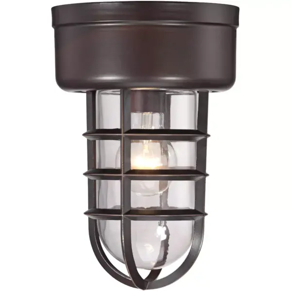 John Timberland Nautical Outdoor Ceiling Light Fixture Bronze Cage 10 3/4" Clear Glass Damp Rated for Porch Patio Entryway